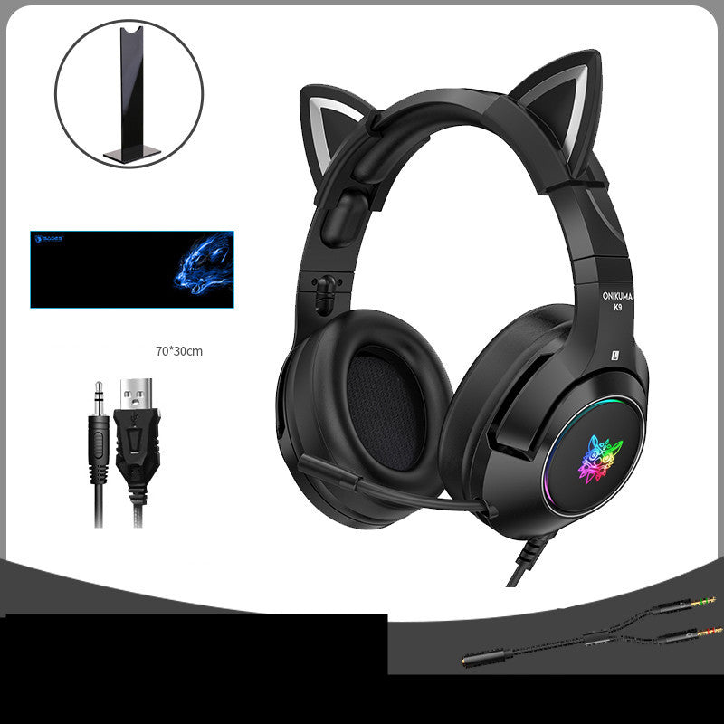 Gaming-headset med kattöron