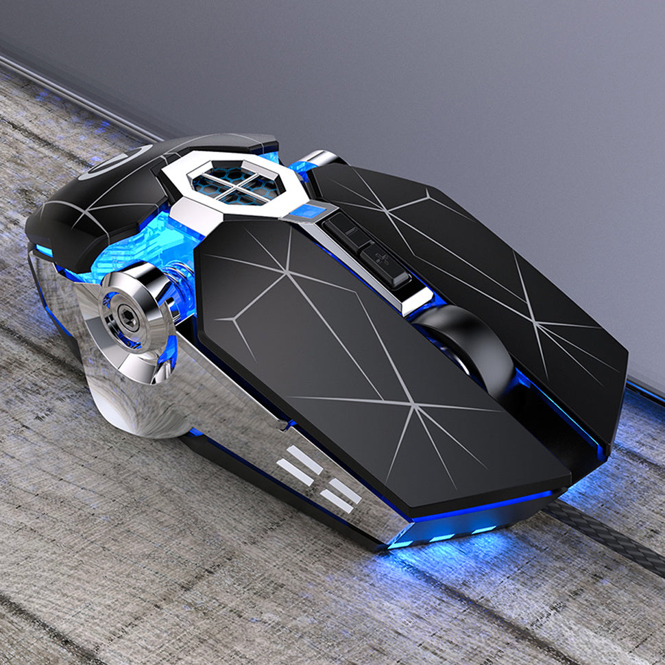 Trådbunden gamingmus med tyst klick och bakgrundsbelysning