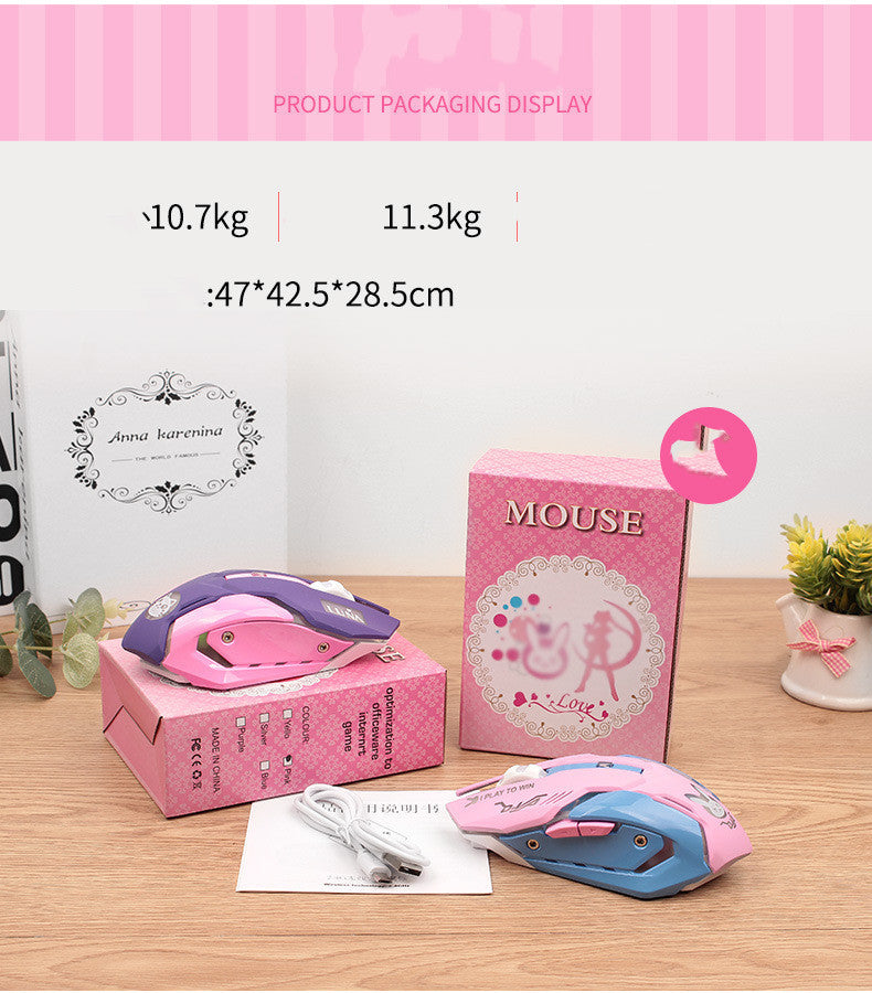 Rosa gamingmus med kaninmotiv