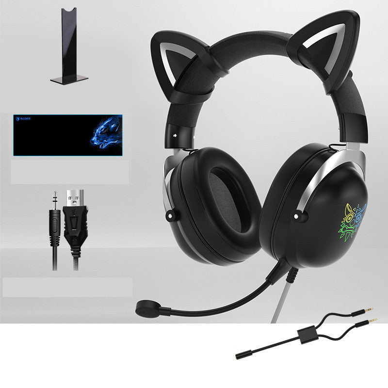 Gaming-headset med kattöron